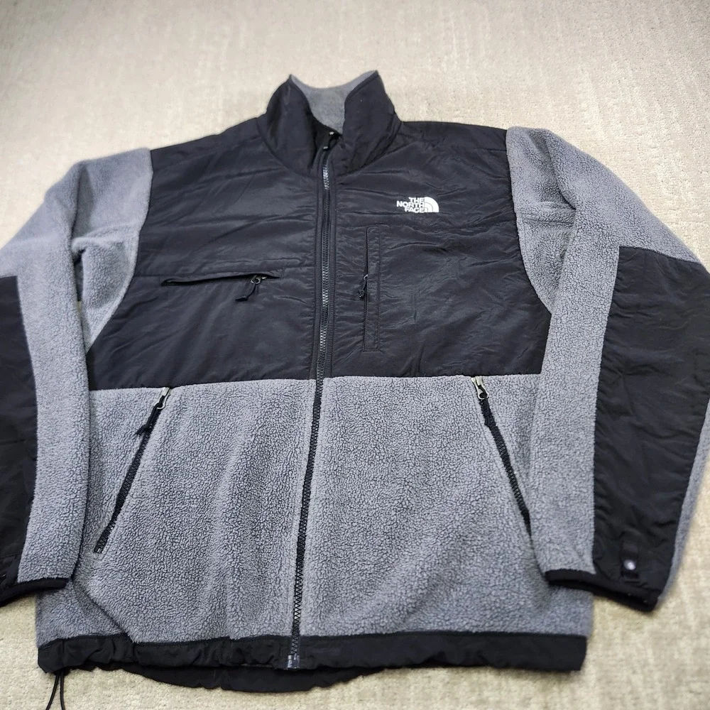 The North Face Denali Jacket Men Medium Polortec Heavy Fleece Gray Black